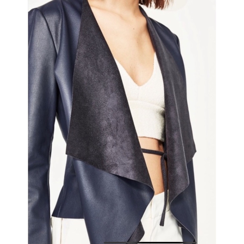 Zara Vegan Leather Waterfall jacket